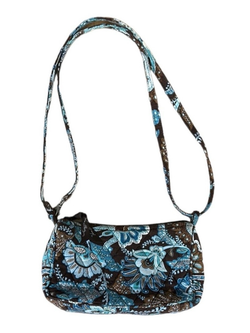 Vera Bradley Java Blue Brown Turquoise Retired Pattern Small Shoulder Bag - Picture 2 of 4